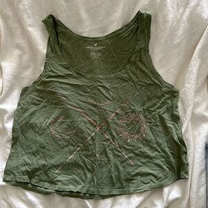 American Eagle Outfitters Olive Green Celestial Graphic Tank